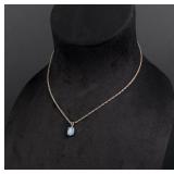 Sterling Silver Blue Opal Necklace