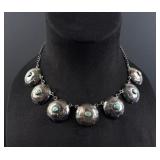 Navajo Sterling Silver Turquoise Concho Necklace