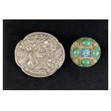 Chinese Export Silver Brooch and Drop