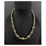 Navajo Sterling Silver Bench Bead Necklace