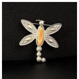 Navajo Sterling Silver Oyster Dragonfly Brooch