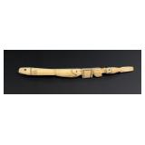 Alaskan Inuit Eskimo Carved Ivory Scrimshaw Handle