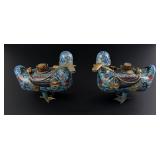 Chinese Cloisonne Enamel Duck Form Censers