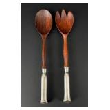 Sterling Silver Wood Salad Serving Set