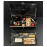 Antique Fishing Tackle Box & Contents