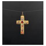 Italian Micro Mosaic Cross Pendant