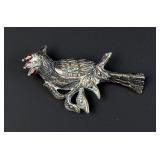 Sterling Silver Garnet Bird Brooch
