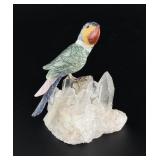 Carved Sodalite and Quartz Parrot Figurine