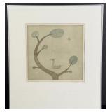 Keiko Minami Bird and Tree Aquatint Etching