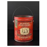 Miners and Puddlers Long Cut Tobacco Tin Pail Can