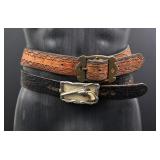 Lot of Vintage Montana Cowboy Tooled Leather Belts
