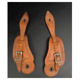 Pair of Tooled Leather Cowboy Spur Straps