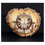 Montana Painted Elk Horn Rosette Belt Buckle