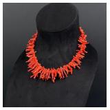 Navajo Branch Coral Sterling Silver Necklace