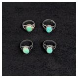 Group of Navajo Turquoise Sterling Childrens Rings