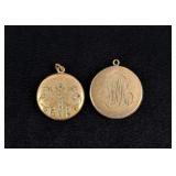 Victorian Gold Filled Monogramed Locket Pendants