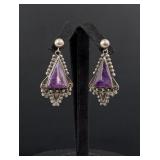 Taxco Mexico Sterling Silver Amethyst Earrings