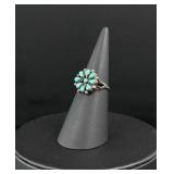 Zuni Sterling Silver Petit Point Turquoise Ring
