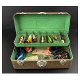 Antique Fishing Tackle Box & Contents