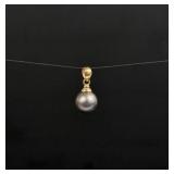 14K Gold Tahitian Black Pearl Pendant