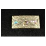 Sterling Silver Abalone Cowboy Belt Buckle