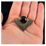 PJP Sterling Silver Onyx Brooch
