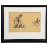 Edward Borein Cow Tipping Drawing