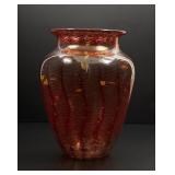 Signed Art Glass Pulled Feather Iridescent Vase