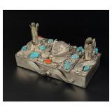 Navajo Indian Turquoise Buffalo Cigarette Box