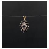 14K Gold Diamond and Sapphire Pendant