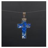 .950 Silver Lapis Lazuli Cross Pendant