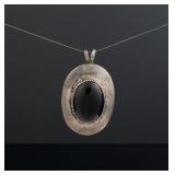 Navajo Sterling Silver Onyx Pendant