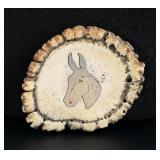 Elk Antler Rosette Mule Inlaid Belt Buckle