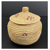 Alaskan Inuit Eskimo Yupik Lidded Basket