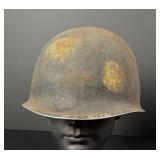 Painted WW2 M1 Fixed Bail Front Seam Army Helmet