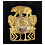 California Motor Police Bear Hat Badge