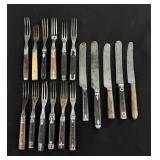 Antique Civil War Era Inlaid Handle Flatware