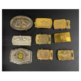 Collection of US Military Fraternal Belt Buckles