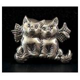 Sterling Silver Kittens Brooch
