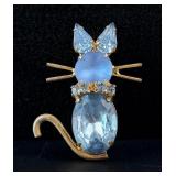 Rhinestone Jelly Belly Cat Brooch
