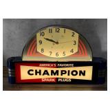 Champion Spark Plugs Lighted Clock Sign