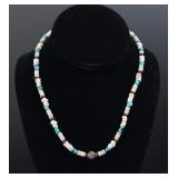 Zuni Heishi Turquoise Garnet Necklace