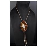 Painted Duck Agate Bolo Tie