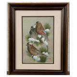 Cynthie Fisher Rosy Finches Watercolor Painting