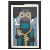 Umetaro Azechi Climbing Rope Woodblock Print