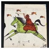 Kenny Miller Crow Creek Ledger Art Painting