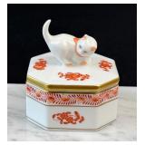 Herend Porcelain 6074 Cat Trinket Box