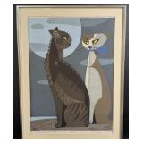 Tomoo Inagaki Cats in the Moonlight Print