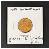 1944 Penny Wheat Cent Error Coin