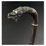 Carved Horn Dragon Head Cane Walking Stick